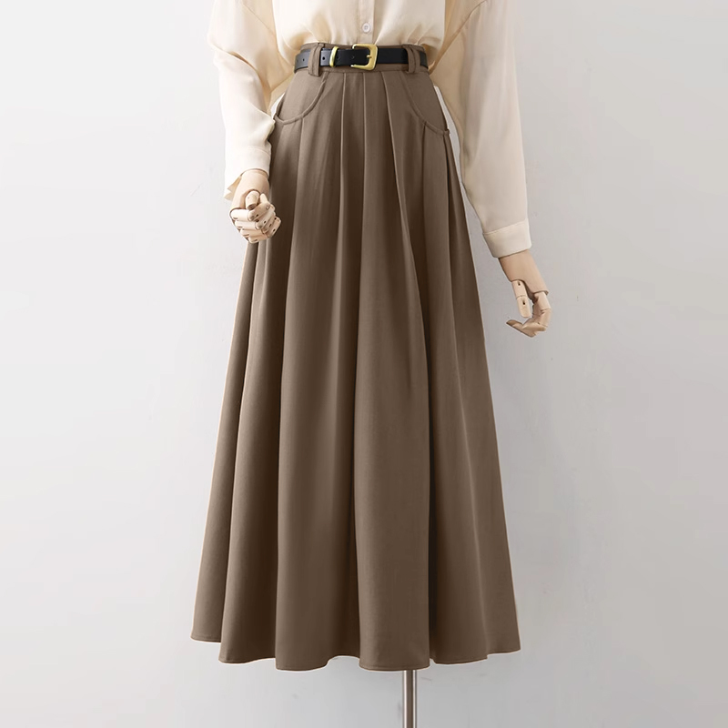eladó ZANZEA Vintage magas derekú rakott szoknyák divatos egyszínű maxi szoknya női ünnepi zsebes jupe hétköznapi laza A-vonalú_voghion.com