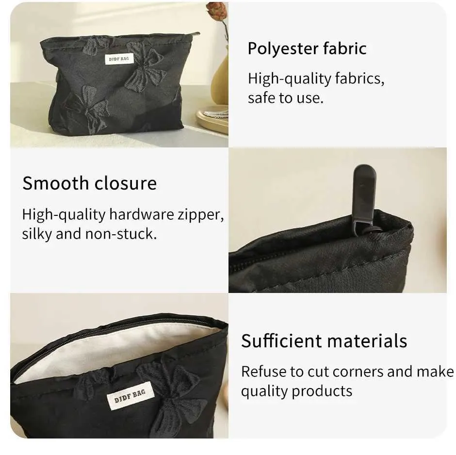 Pochette trucco nera con fiocco grande beauty case elegante_voghion.com