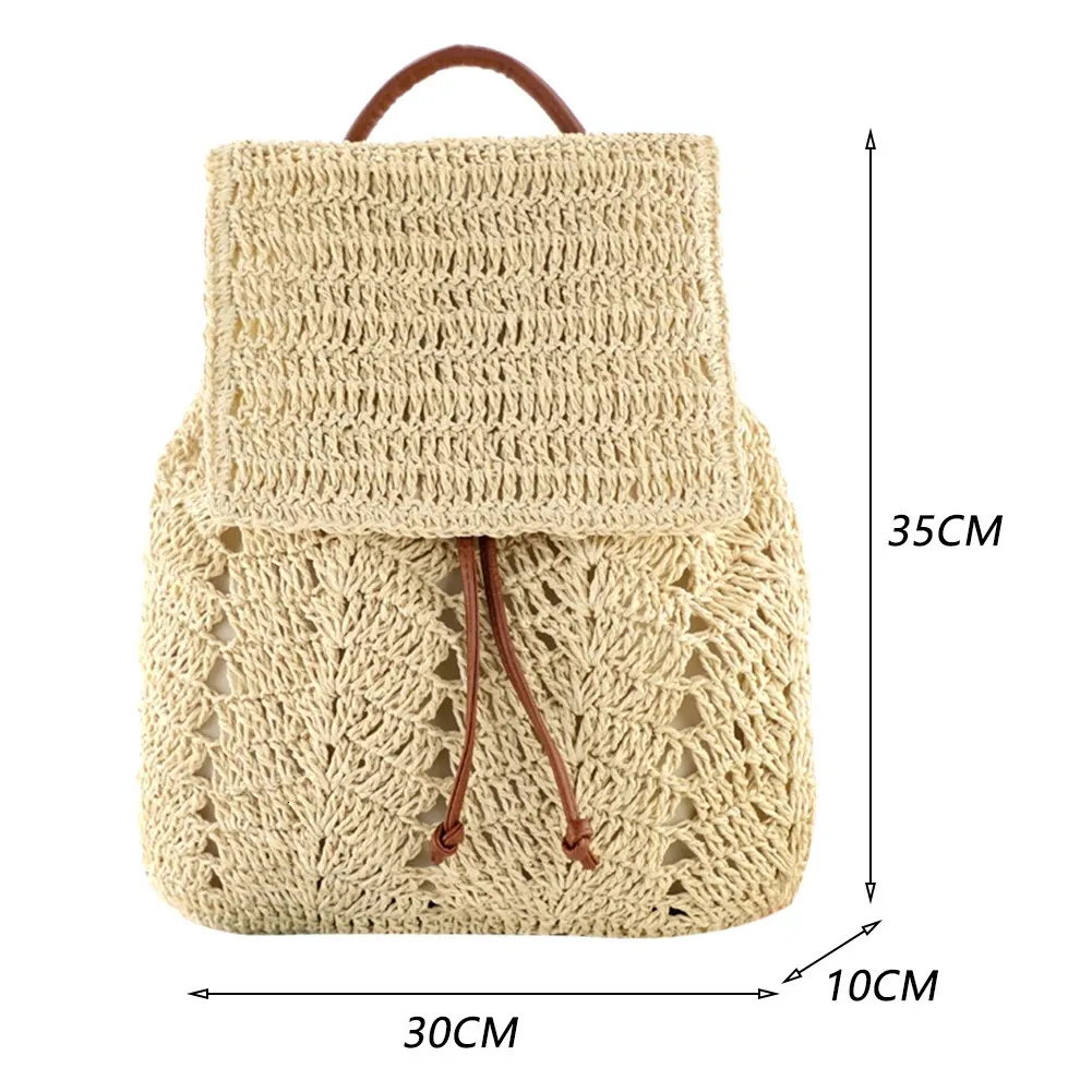 Borsa a tracolla in paglia estiva da donna Boho Bohemian Hollow Hobo Borse da viaggio all'uncinetto per donna Zaino da spiaggia lavorato a maglia 240808_voghion.com
