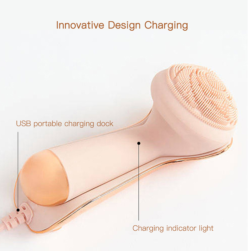 Perie facială masaj pentru piele perie electrică din silicon perie facială USB curățare impermeabil vibrații sonice instrument de îngrijire a frumuseții instrument_voghion.com