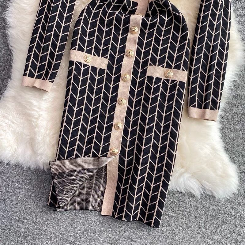 Vêtements de style déesse du tempérament des femmes, pull d'automne, jupe, robe en tricot slim pour femmes_voghion.com