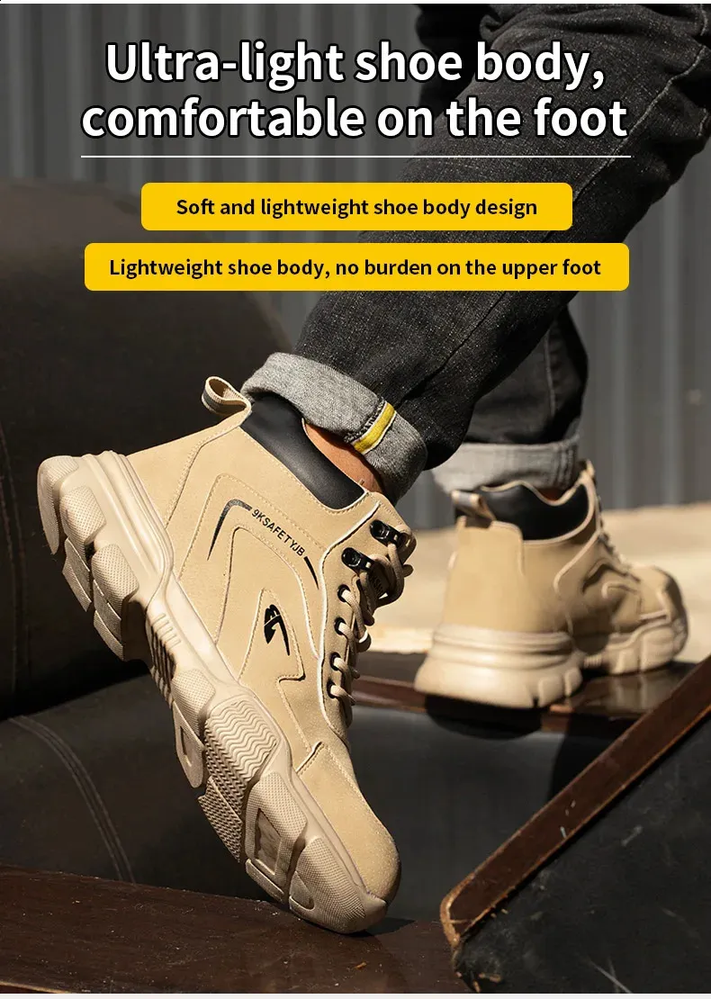 Bottes de sécurité d'hiver en cuir noir pour hommes, chaussures de travail imperméables et anti-pression, embout en acier indestructible_voghion.com