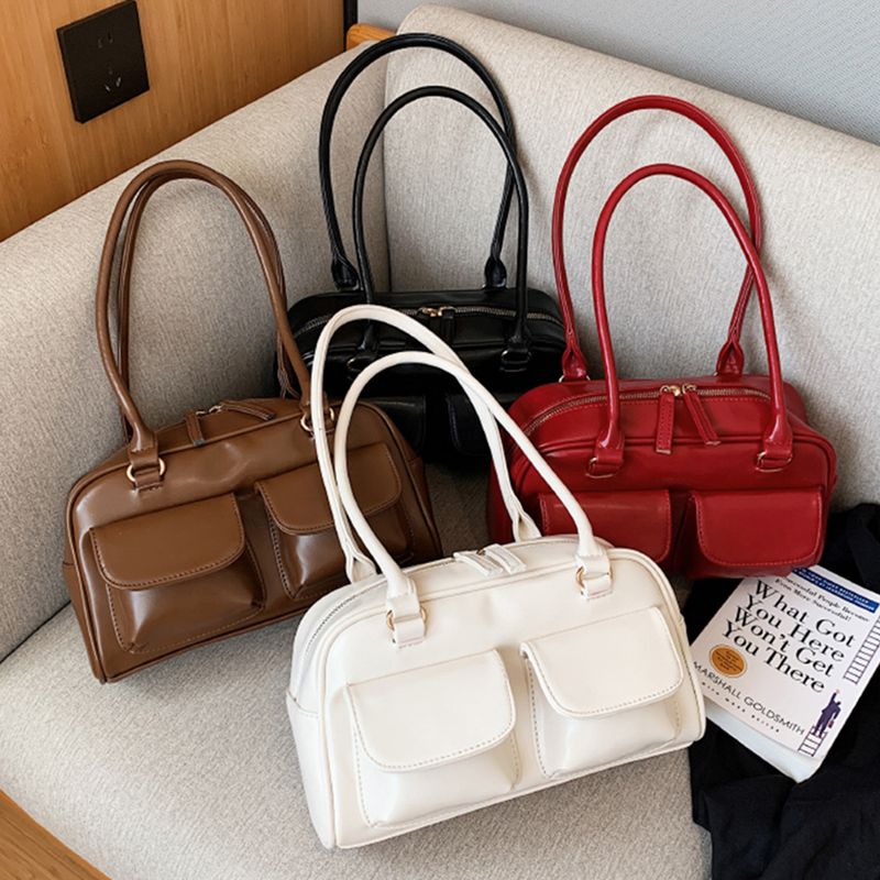 Retro Rot Frauen Schulter Unterarm Taschen PU Leder Multi Damen Satchel Hobo Tasche Luxus Designer Handtasche Weibliche_voghion.com