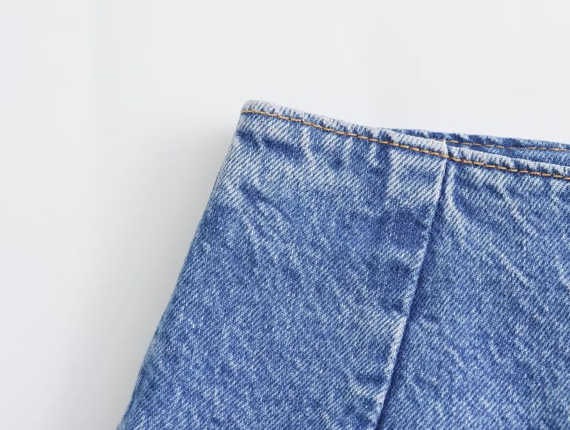 Damenbekleidung Ärmellose Weste hoch taillierter Brustrock Denim zweiteiliger Anzug_voghion.com