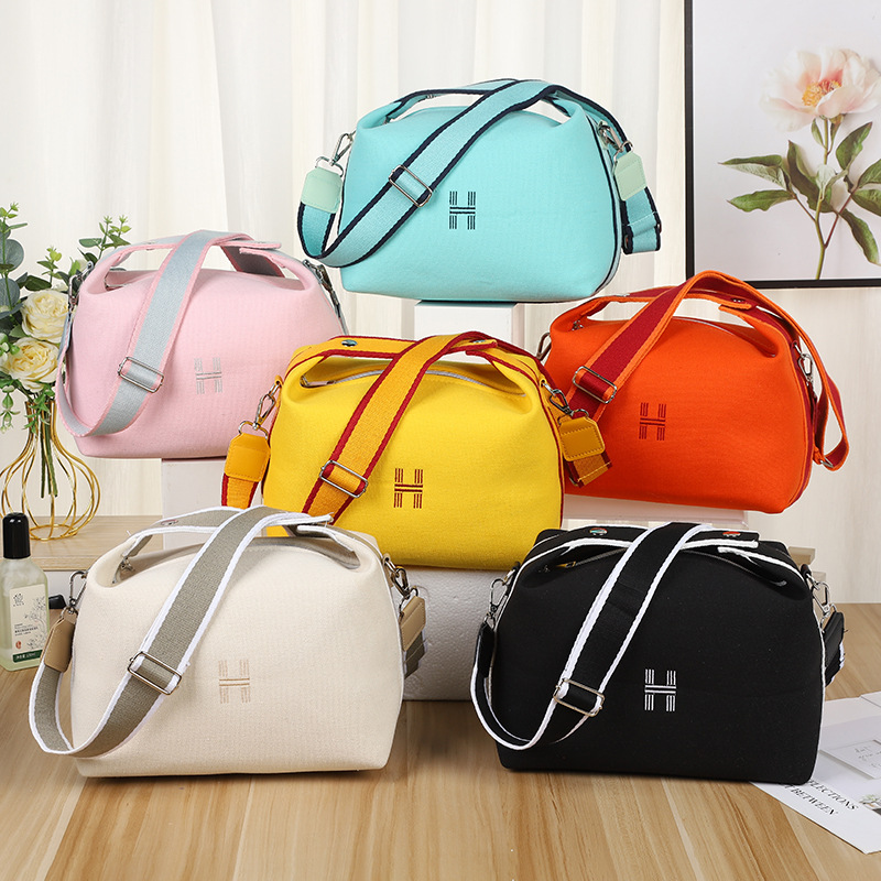 New H canvas cosmetic bag simple shoulder messenger bag travel portable toilet bag portable cosmetic bag large capacity