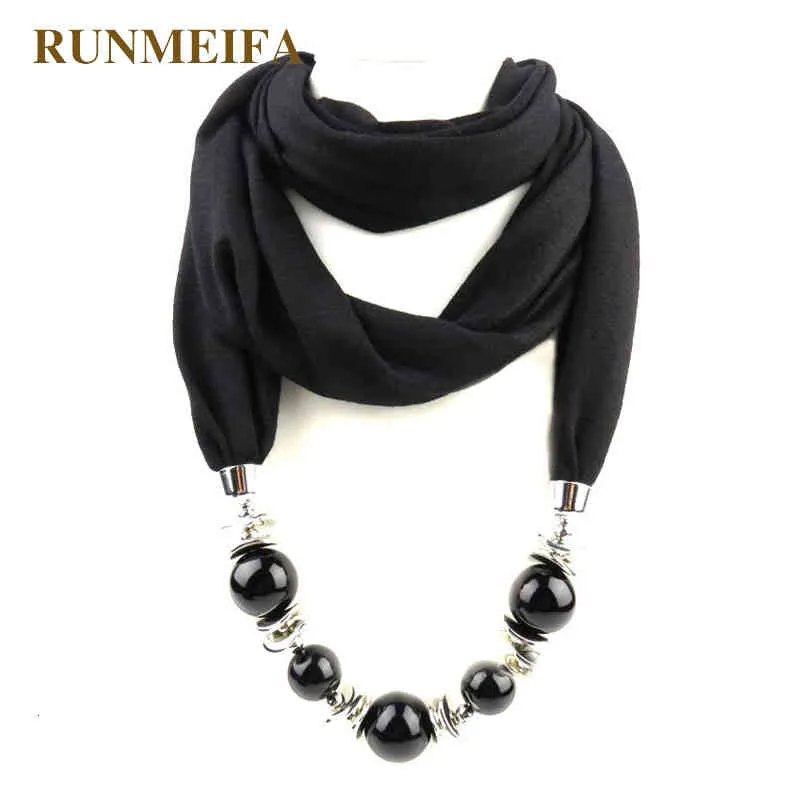 Sciarpa da donna, sciarpa con scialle, collana con ciondolo con perline, sciarpa etnica in chiffon tinta unita, con nappa_voghion.com