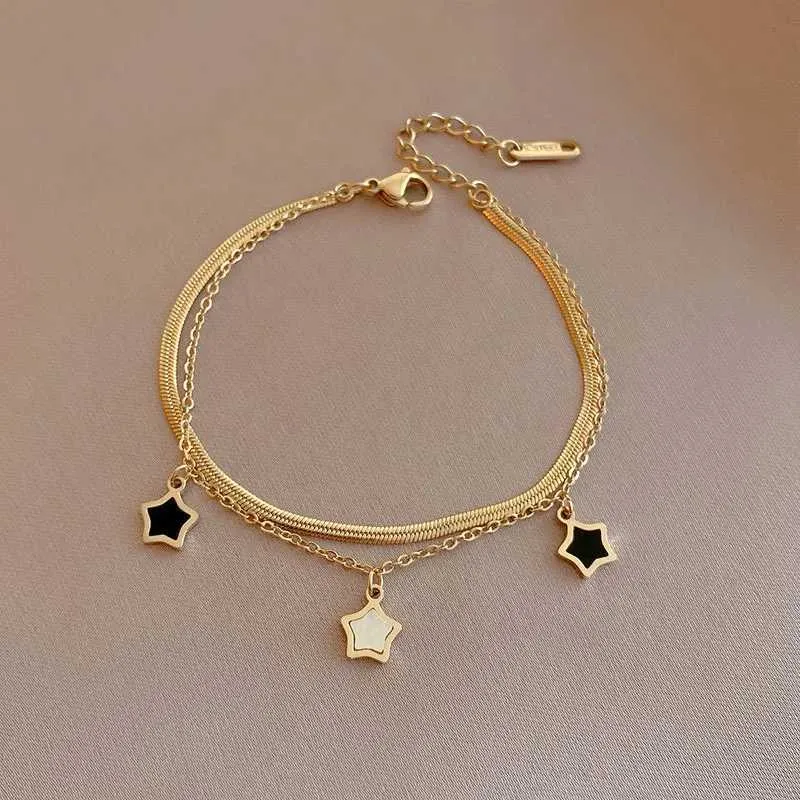 Bracelet MEYRROYU en acier inoxydable avec pendentif doré en couches pour femme, style rétro punk gothique, portrait, pièce de monnaie, croix, perle_voghion.com