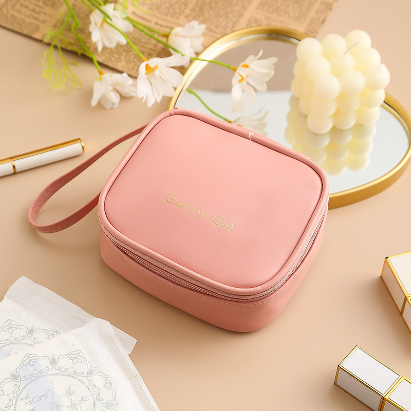 color Small Storage Monthly Activity Handkerchief Waterproof Red Bag PU Cosmetic Bag, High Color Value_voghion.com