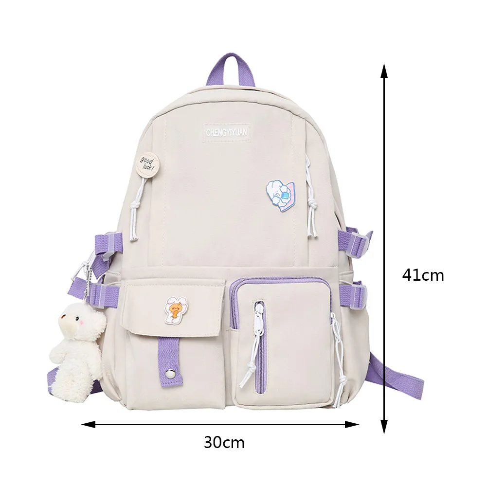 Zaino per studenti universitari, grande capacità, casual, alla moda, in nylon, per ragazze, regolabile, per adolescenti_voghion.com