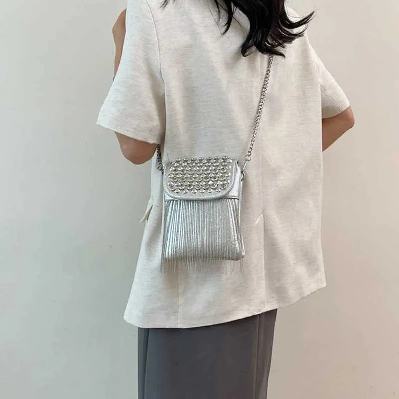 Borsa a tracolla da donna con fibbia magnetica, elegante design con nappe, tracolla Ba241216_voghion.com