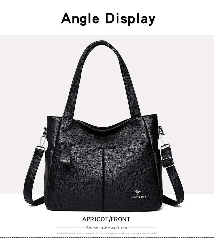 Hochwertige weiche Leder-Schulter-Umhängetaschen für Frauen mit großer Kapazität Tasche Marke Designer Casual Handtasche Sac A Main_voghion.com