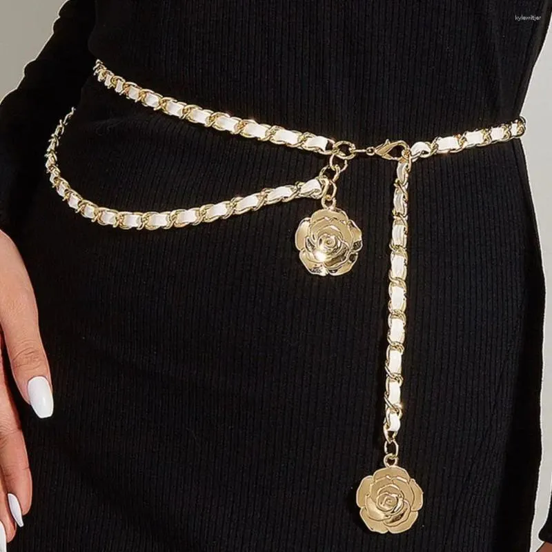 Rimmer Blummen Pendant Taille Kette Moud Jeans justierbar Rimm Punk Kleed Kostüm Metal Fraen_voghion.com