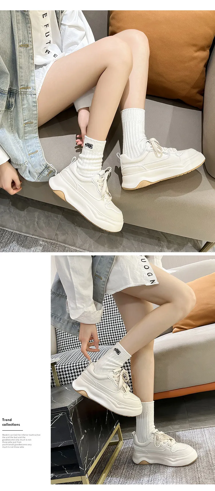 Damen Echtes Leder Dicke Sohlen mit erhöhter Löslichkeit Kleine Weiße Lässige Vielseitige Atmungsaktive Sport-Boardschuhe_voghion.com