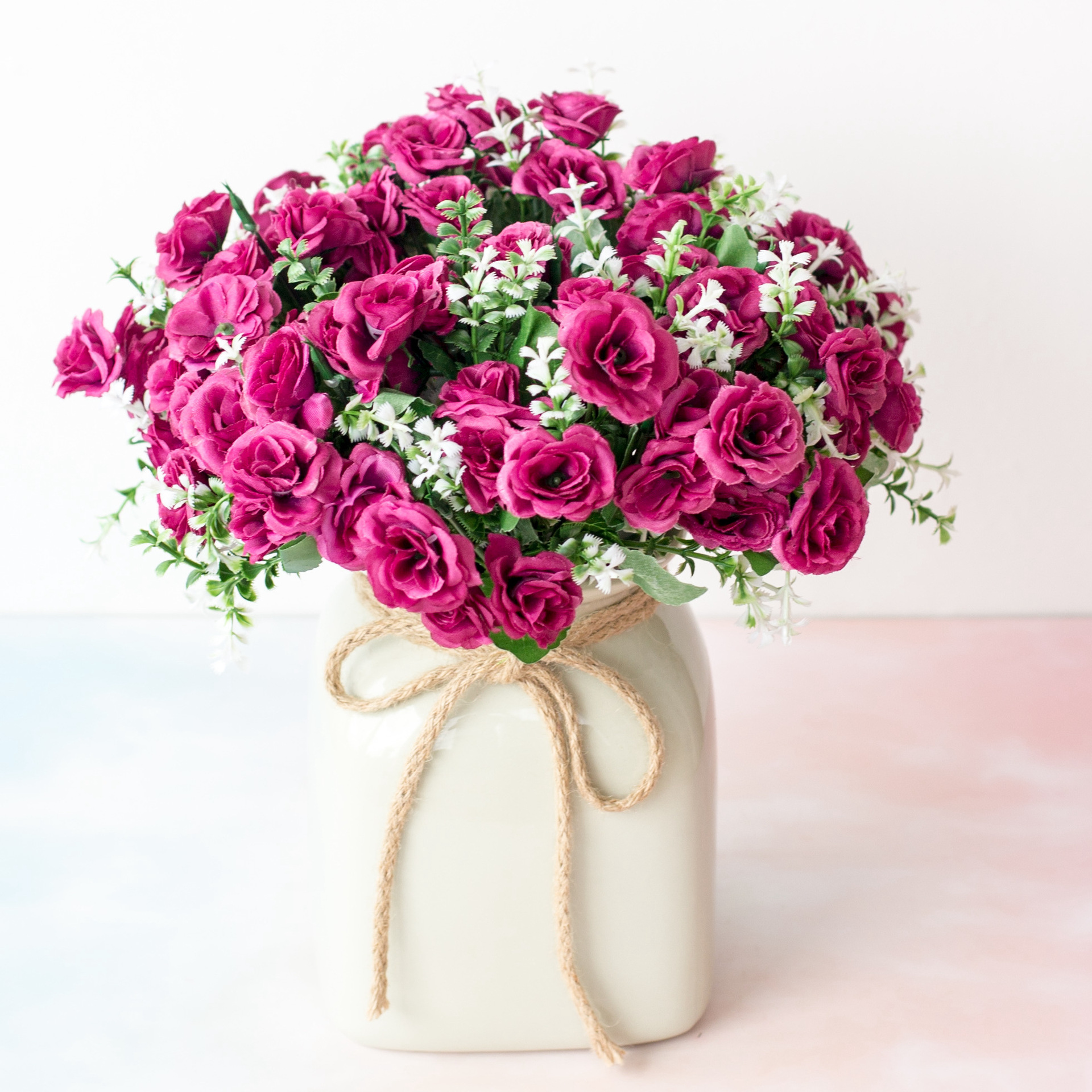 Fiori artificiali di alta qualità, fiori, produttori all'ingrosso, mini rose a 5 punte e 15 teste, decorazione per la casa_voghion.com