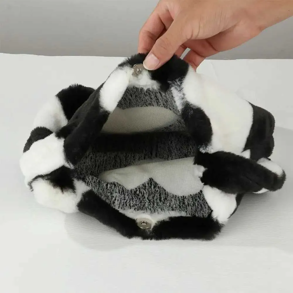Pluizige schoudertas voor dames herfst winter pluche handtas set_voghion.com