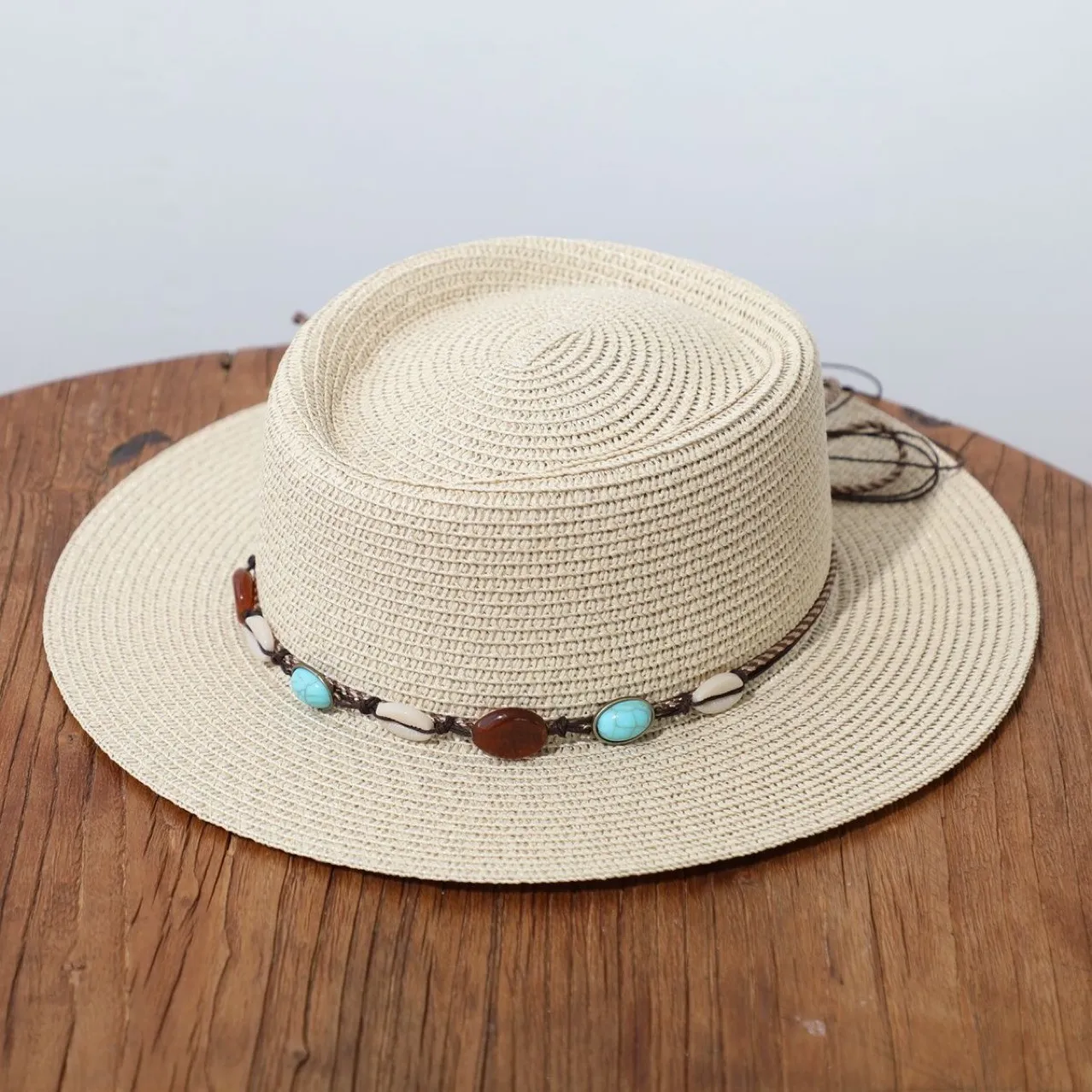 Berets Bohemia Style Summer Flat Top Sun Hat Women Big Head Beach Cap Holiday Sunshade Sunscreen Straw_voghion.com