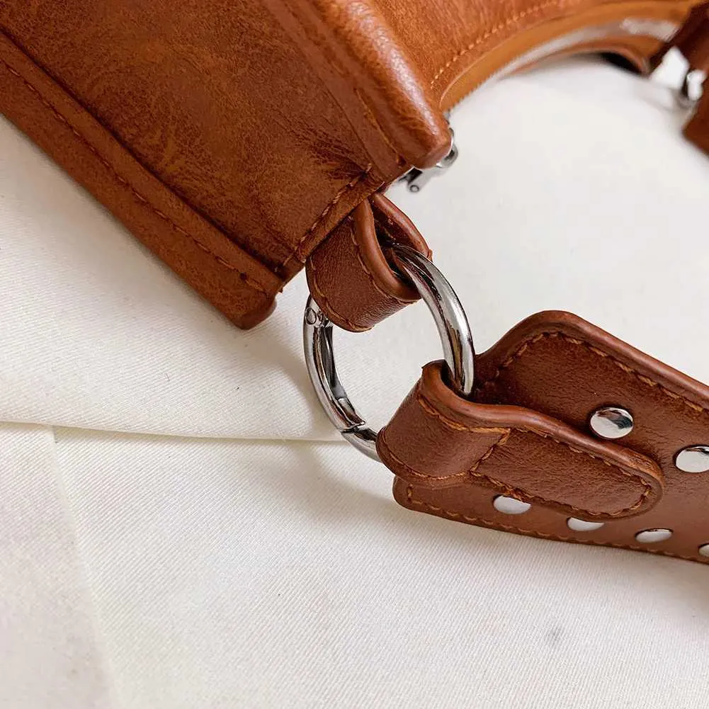 Borsa a tracolla vintage da donna Y2K, in pelle PU, rossa, da ascella, regalo di Natale, retrò, per donna C241104_voghion.com