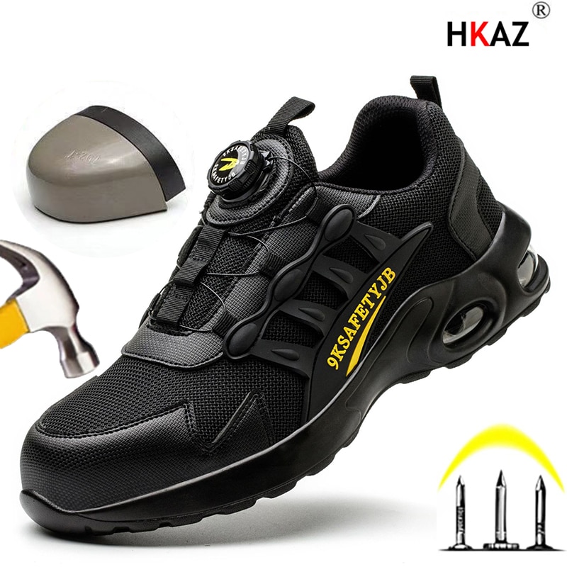 Quality Air Cushion Safety Men Rotary Buckle Work Shoes Indestructible Sneakers Puncture-Proof security Boots Protective