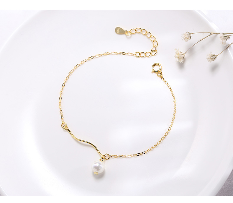 Special price Wanying Jewelry Wave Pearl Bracelet S Pure Silver Korean Edition Personalized Creative Accessories_voghion.com
