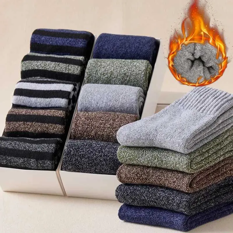Men's Winter Thicken Wool Mens High Quality Towel Keep Warm Sock Cotton Christmas Gift for Male Thermal Socks 38-45_voghion.com