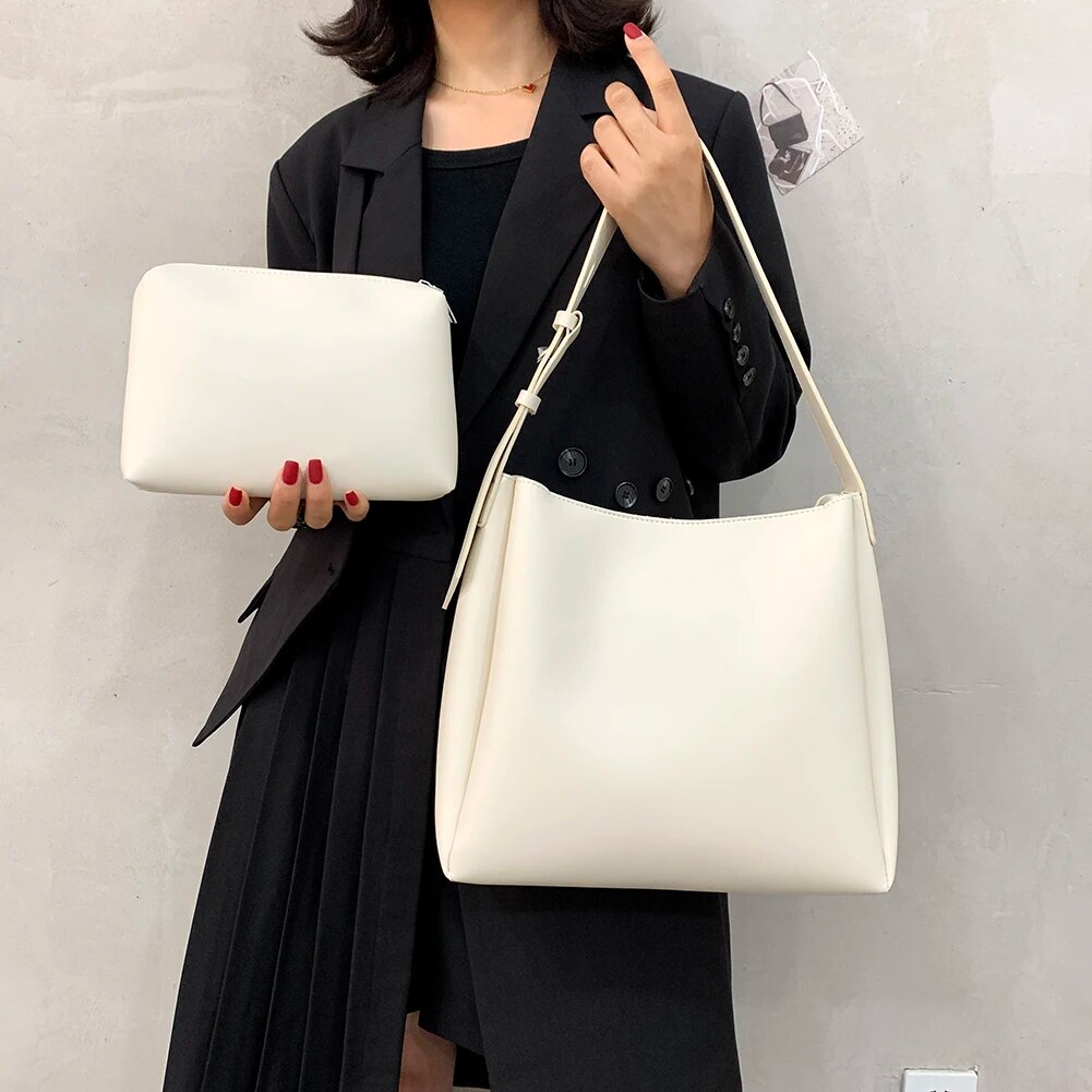 Modna skórzana torba shopper dla kobiet 2023 Tend Female Prosta duża torba na ramię o dużej pojemności Torebki i portfele_voghion.com