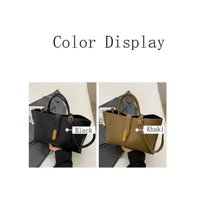 Clássico Preto PU Grande Capacidade 2024 Feminino Alta Qualidade Requintado Fivela de Fecho Bolsas Crossbody Casual Versátil_voghion.com