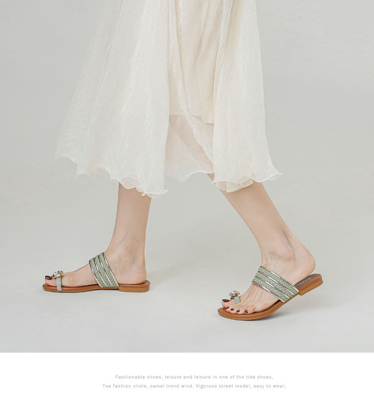Sandali romani con fibbia a una parola con fibbia a diamante per donna, scarpe da donna intrecciate alla moda e comode_voghion.com
