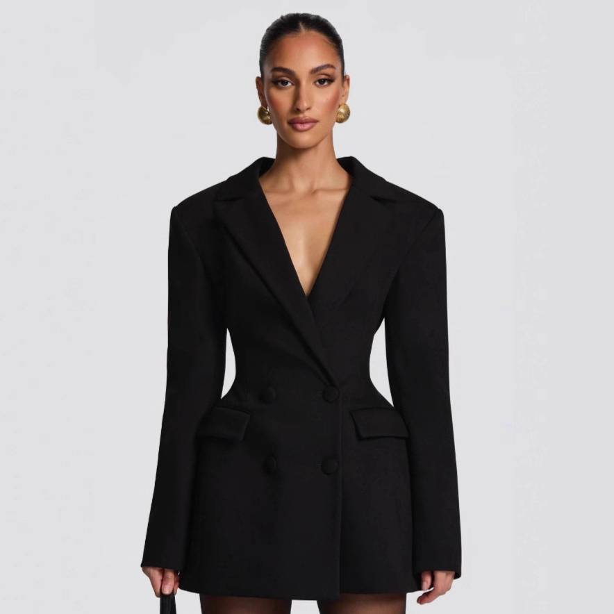 Abito blazer donna elegante maniche lunghe vestito sartoriale_voghion.com