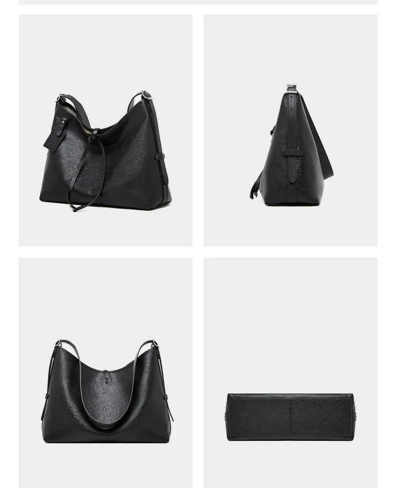 Toptrends Vintage Echtes Leder Große Unterarm Schulter Taschen Für Frauen 2024 Designer Einfache Weibliche Tote Hobo Damen_voghion.com