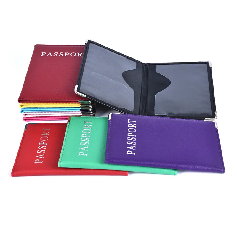 1 peça capas casuais de couro sintético porta-cartão de identidade de viagem capa protetora para passaporte_voghion.com