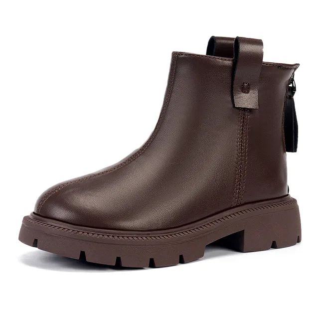 Leather Children Shoes Girls Boys Solid Color Bootie Fashion Soft Baby Short Comfortable Anti-slip Kids Leisure Boots_voghion.com