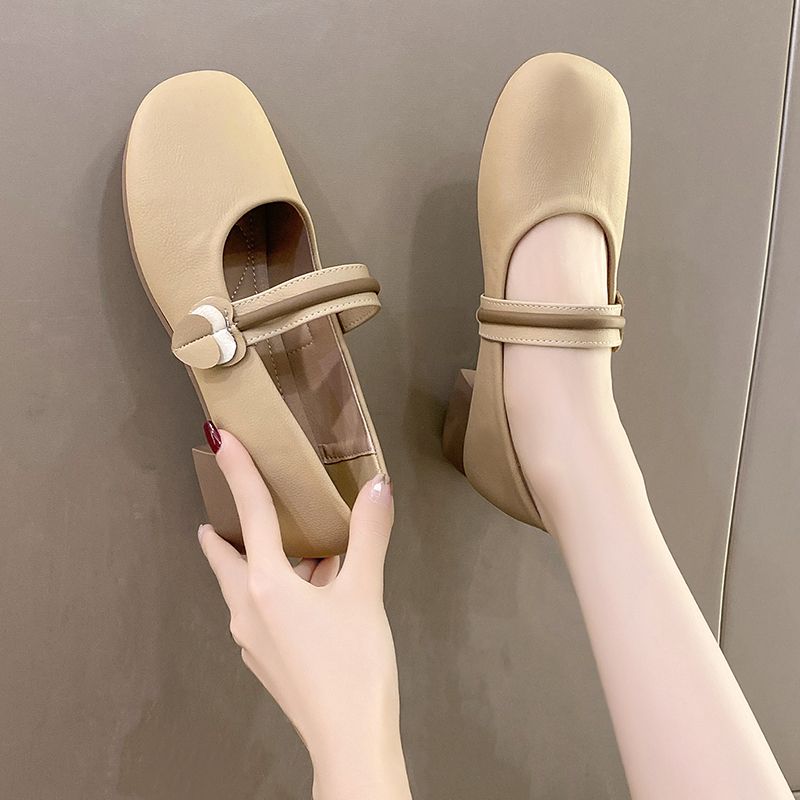 Gentle flat bean women's spring and autumn summer 2024 new shallow mouth soft sole not tired foot single shoes_voghion.com