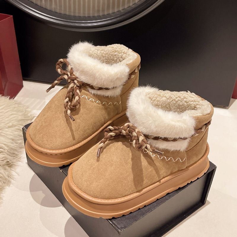 2024 Winter Women's Cute Warm Fashion Bag With Thick Cotton Shoes Bow New Snow Boots_vogvips.com
