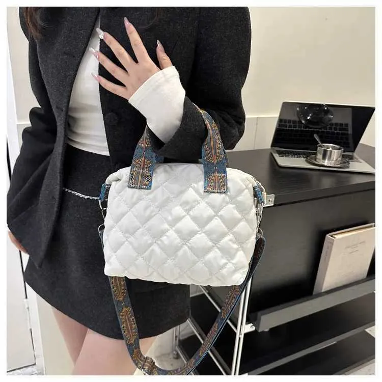 Borsa a tracolla larga da donna, autunno/inverno, rombo, in cotone, grande capacità, tutto abbinato Shoppin241106_voghion.com