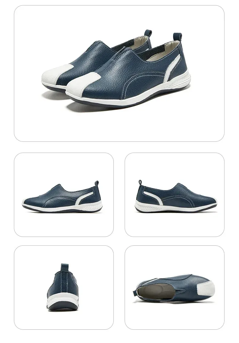 Genuine Leather Women 2024 Spring Autumn Slip-on Casual Flats Woman Fashion Loafer Ladies Shoes atos Mujer_voghion.com