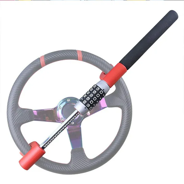 Blocco antifurto per volante a forma di U, per interni auto, codice 12419, blocco a combinazione per volante, colore rosso._voghion.com