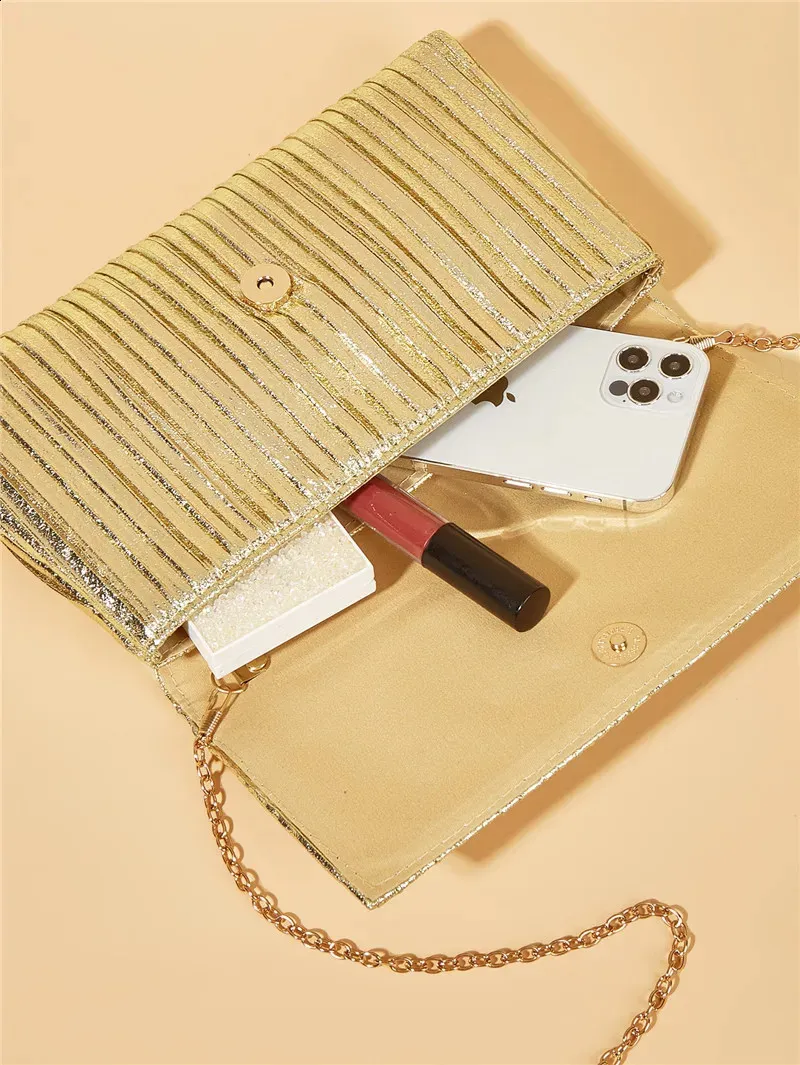 Gold Sequins Evening Clutch for Women 2024 Fashion Party Purse Ladies Chain Shoulder Crossbody Wedding Bags 240830_voghion.com