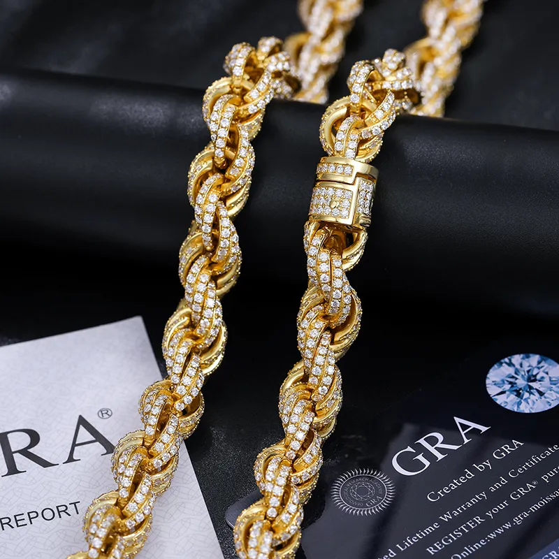 Dropshipping Pass Diamond Tester Iced Out Moissanite Rope Chain Lab Gemstone Twist Κολιέ Sterling Sier για Άνδρες Hiphop_voghion.com