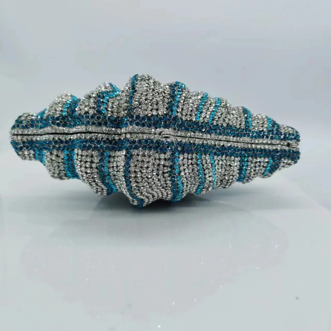 Lady Conch BlueGold Cristalli Pochette Donna Borsa da Sera Matrimonio Dia Borsa da Sposa Festa Rhie Minaudiere 240827_voghion.com