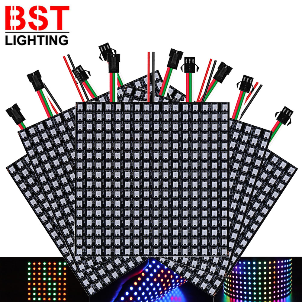 WS2812B RGB LED digitale flessibile pannello luminoso indirizzabile individualmente striscia WS2812 8x8 16x16 8x32 modulo schermo matrice 5V_voghion.com