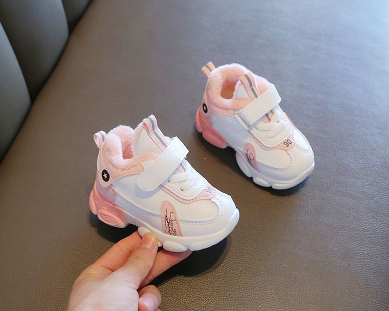 Ausverkauf Kinder Baumwolle 2024 Winter Jungen und Mädchen Sneaker Fleece-ed Warm Kleinkind Baby Weiß Schuhe_voghion.com