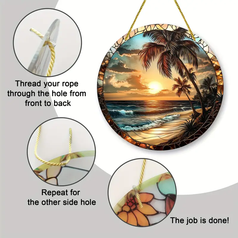 Charming Beach-Themed Sun Catcher Wall Art, 8"x8" - Ideal For Indoor & Outdoor Decor, Perfect Gift For Housewarmings & Birthdays_voghion.com