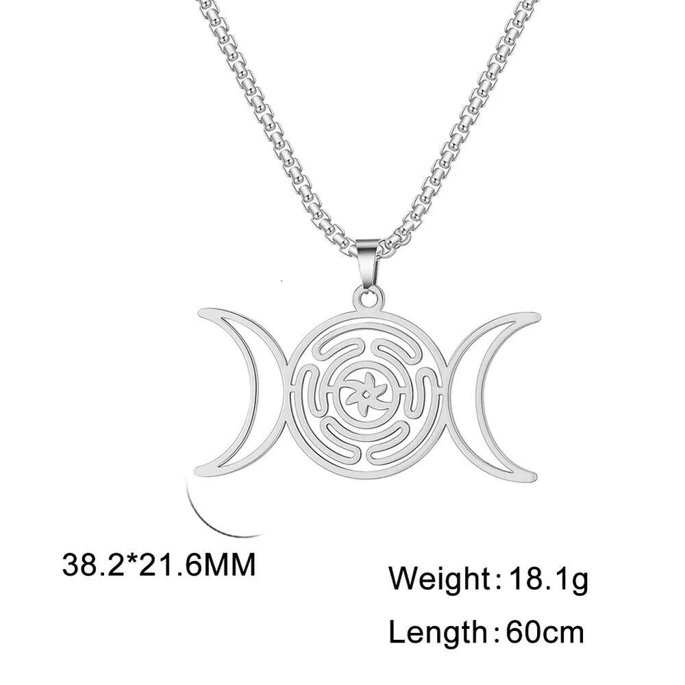 Collier pendentif déesse triple lune en acier inoxydable_voghion.com