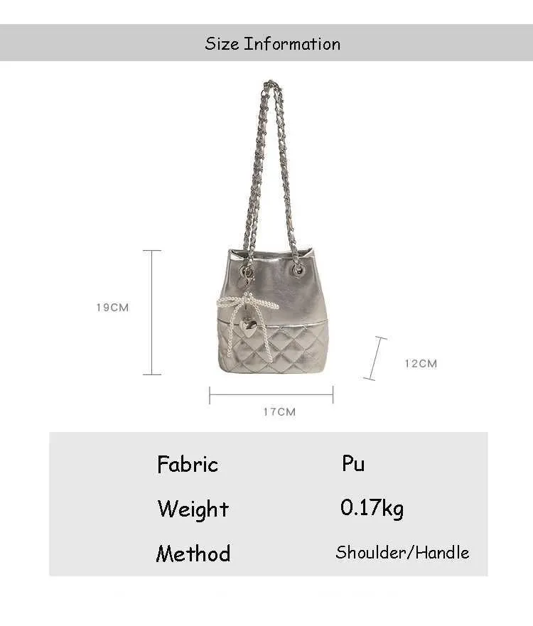 Damen Ledertasche Bucket Bag Schultertasche Mit Kettengliedern_voghion.com