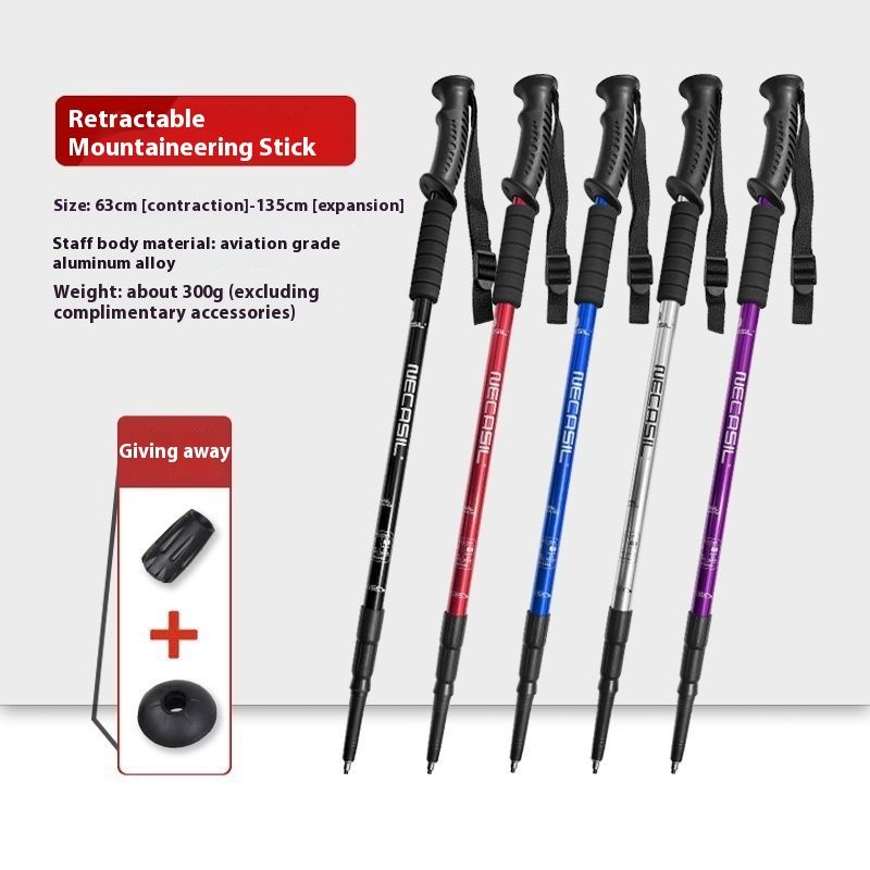 Baston extensibil ultraușor din aliaj de aluminiu pentru alpinism, echipament multifuncțional pentru drumeții în aer liber_voghion.com