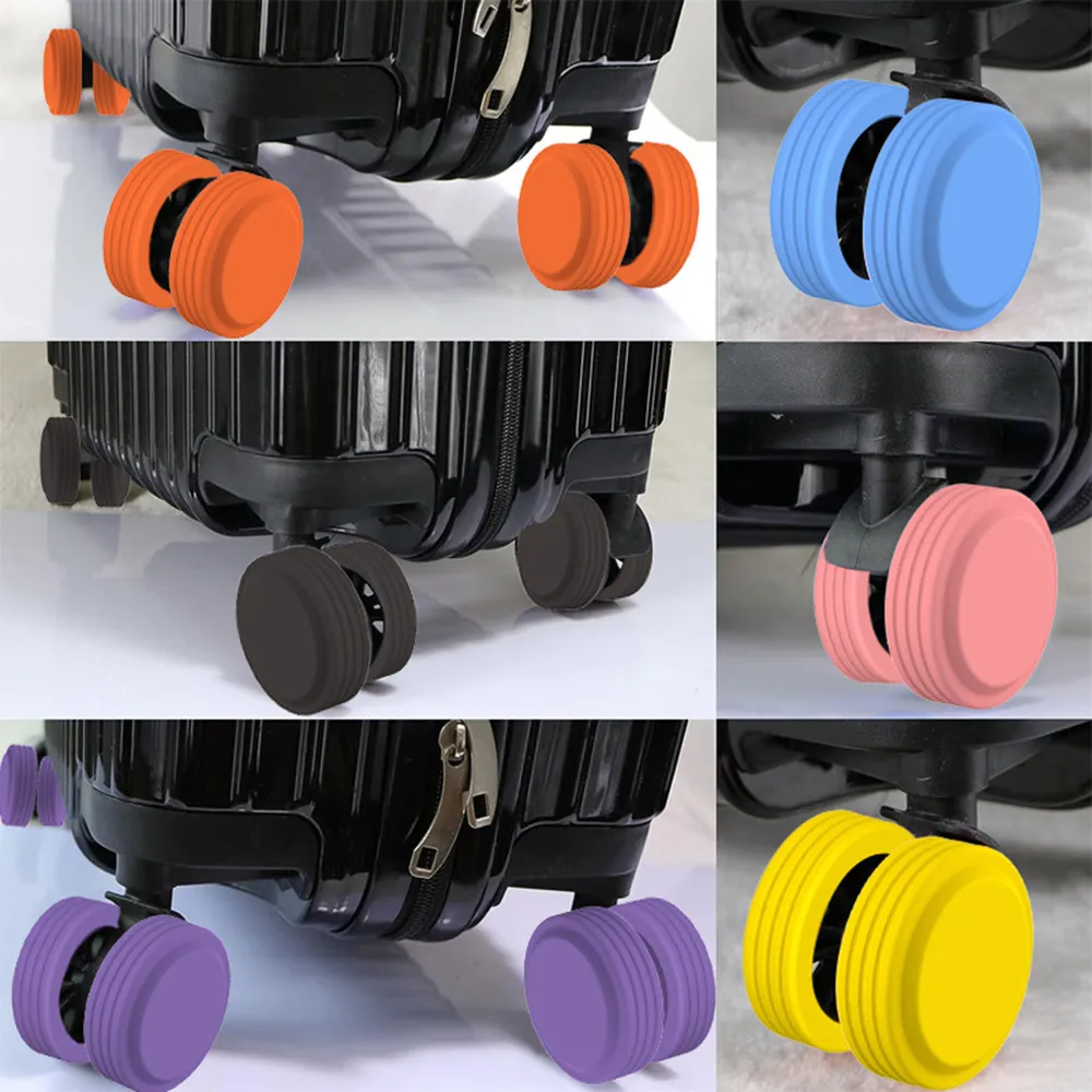 4/8Pcs Silicone Travel Lage Caster Shoes Silent Sound Suitcase Wheels Protection Trolley Box Casters Cover Accessories_voghion.com