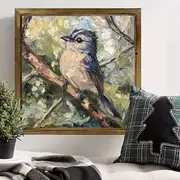 8x8" Vintage Blue-Gray Bird Wood Sign - Polished Farmhouse Wall Art For Home/Office, Lightweight & Horizontal_voghion.com