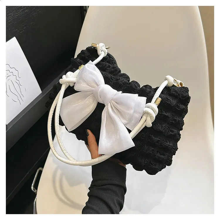 Modische Schultertasche mit Schleife, lässige Umhängetaschen für Damen unter dem Arm, Schleifen-Geldbörse für Damen 240823_voghion.com