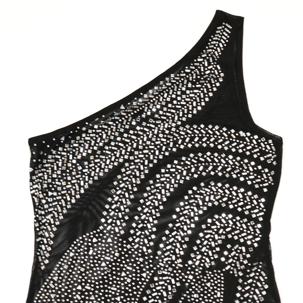 Abito da cocktail monospalla da donna - vestito aderente elegante_voghion.com