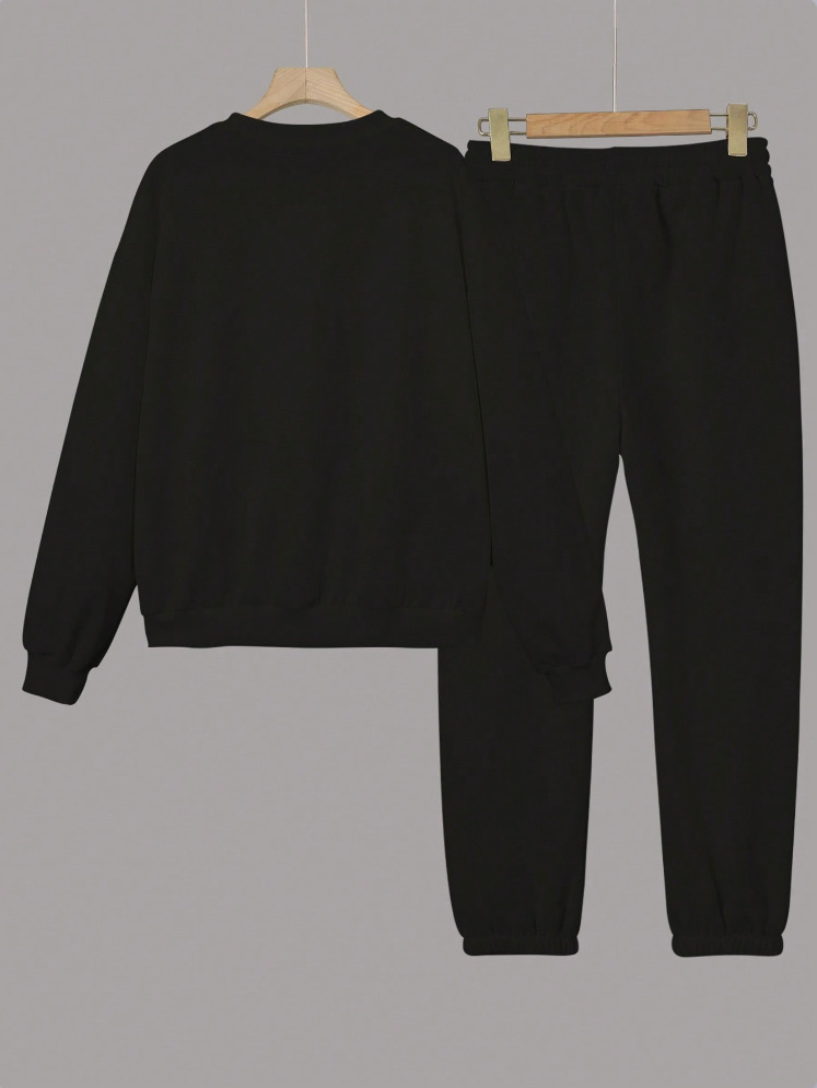 Damen Sweatshirt Und Jogginghose Set Mit Herzprint Loungewear_voghion.com
